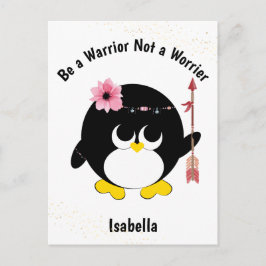 Penguin Warrior är inte Worrier Cute Personlig Vykort