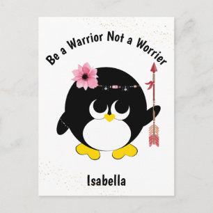 Penguin Warrior är inte Worrier Cute Personlig Vykort