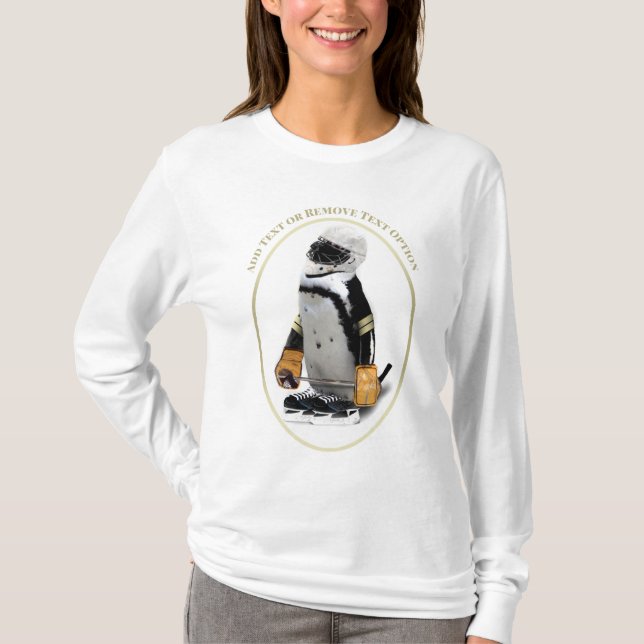 Penguin Wearing Ice Hockey Gear T Shirt (Framsida)