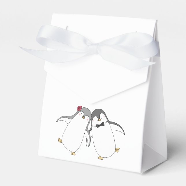 Penguin Wedor Favor Box Cute Penguin Bröllop Presentaskar (Framsidan Sidan)