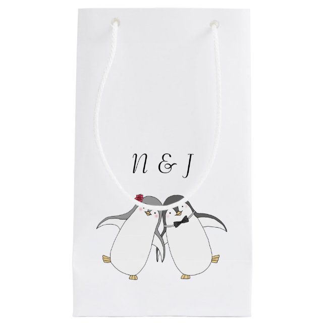 Penguin Wedor Favor Cute Penguin Couple bag (Framsidan)