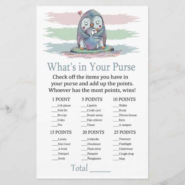 Penguin What's in your purse match babydusch (Framsida)