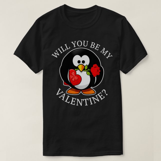 Penguin Will You Be My Valentine Cute Animal  T Shirt (Design framsida)