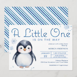Penguin Winter Baby Shower Inbjudan för flicka ell