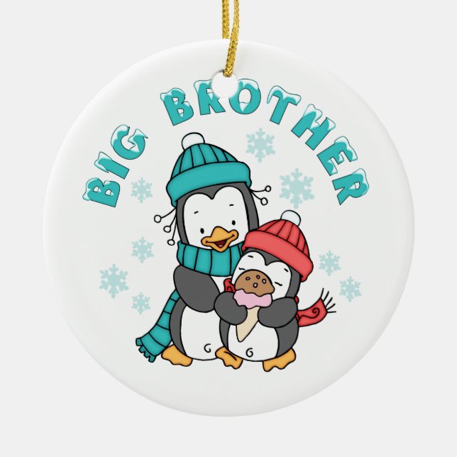 Penguin Winter Big Brother Julgransprydnad Keramik (Framsidan)