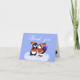 Penguin Winter Birthday Baby Shower Tack Kort