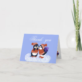 Penguin Winter Birthday Baby Shower Tack Kort