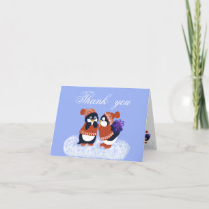 Penguin Winter Birthday Baby Shower Tack Kort