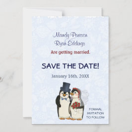 Penguin Winter-bröllop Magnetic Save Date Magnetisk Inbjudningskort
