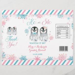 Penguin Winter Gender Reveal Chip Bag Wrapper Reklamblad