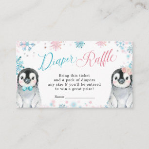 Penguin Winter Gender Reveal Diaper Raffle Tilläggskort