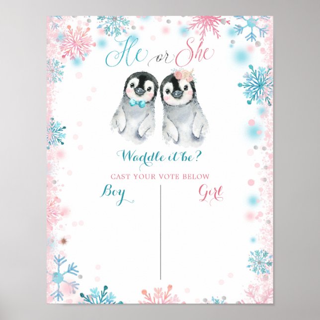 Penguin Winter Gender Reveal VoEG Poster (Framsidan)
