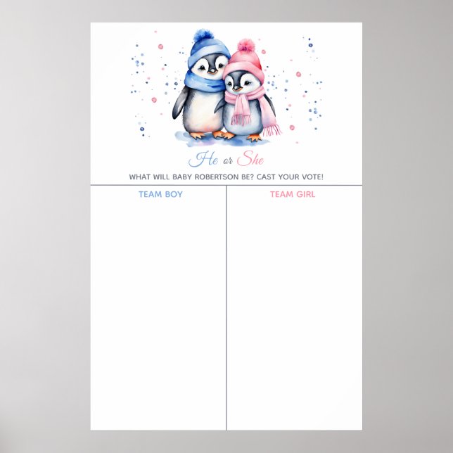 Penguin Winter-Genderna avslöjar ditt röstspel Poster (Framsidan)