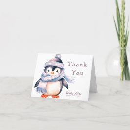 Penguin Winter Girl Baby Shower Tack Kort