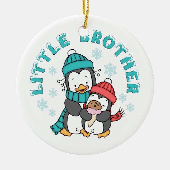 Penguin Winter Little Brother Julgransprydnad Keramik (Framsidan)