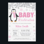 Penguin Winter Rosa Girl Baby Shower Snöflake Inbjudningar<br><div class="desc">Penguin Winter Rosa Girl Baby Shower Snowflake-inbjudan. Baby sitt kall utanför inbjudan till babyskor. Rosa Snowflake. Flickbarnskussinbjudan. Winter Helgdag Baby Shower Inbjudan. Vit bakgrund. Om du vill göra ytterligare anpassningar klickar du på knappen Anpassa och användor verktygen som är utformat för att ändra mallen.</div>