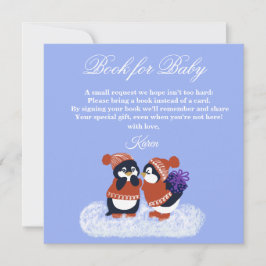 Penguin Winter Snö Birthday Baby Shower Bok Tack Kort
