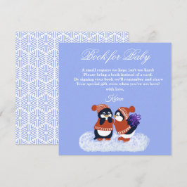 Penguin Winter Snö Birthday Baby Shower Bok Tack Kort