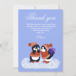 Penguin Winter Snow Birthday Baby Shower Thank you Inbjudningar