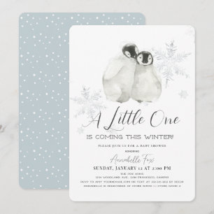 Penguin Winter Snowflake Blue Boy Shower Inbjudningar