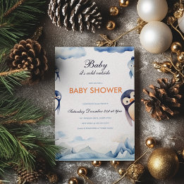 Penguin Winter Wonderland Baby Shower-inbjudan Inbjudningar