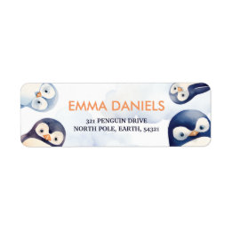 Penguin Winter Wonderland Return Address Label Returadress Etikett