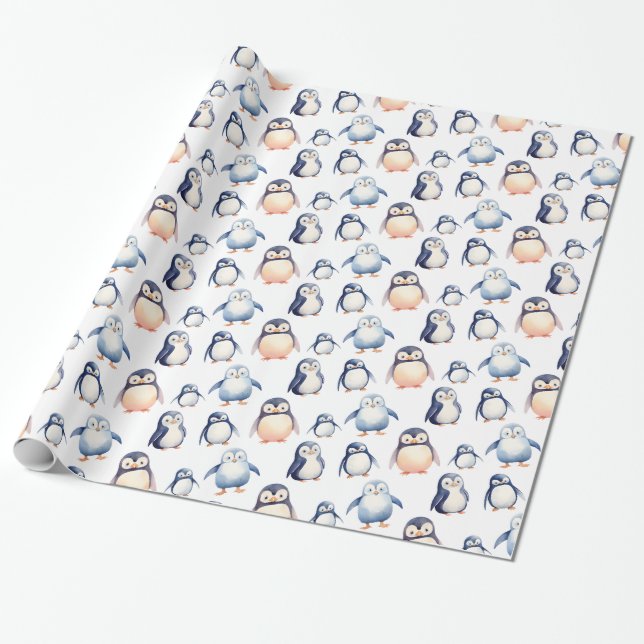 Penguin Winter Wonderland-themed Wrapping Papper Presentpapper (Utrullad)