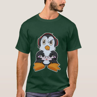 Penguin With Gaming Controller I Funny Gaming I gi T Shirt