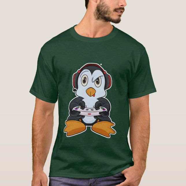 Penguin With Gaming Controller I Funny Gaming I gi T Shirt (Framsida)