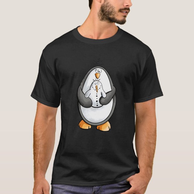 Penguin With Snowman Together Is Better T Shirt (Framsida)
