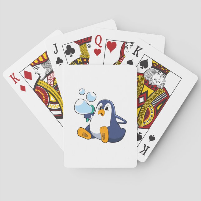 Penguin with Soap bubbles.PNG Casinokort (Baksidan)