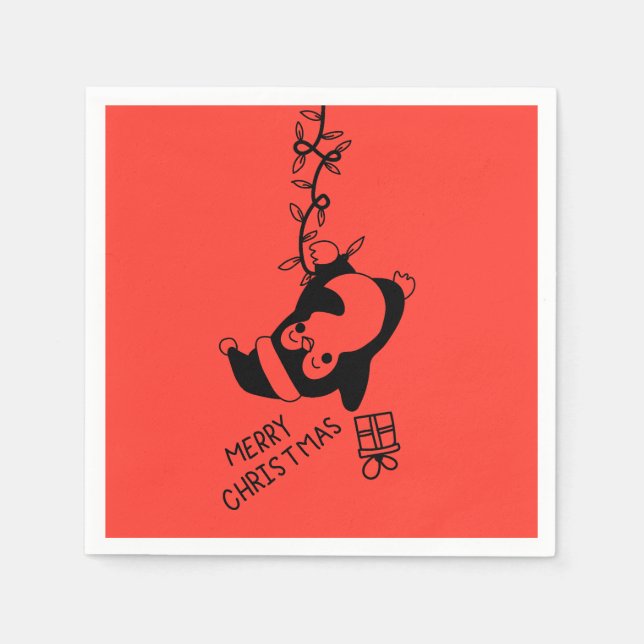 Penguine distributing christmas gifts pappersservett (Framsidan)