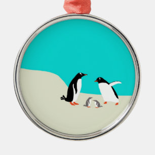Penguine familjprydnad julgransprydnad metall