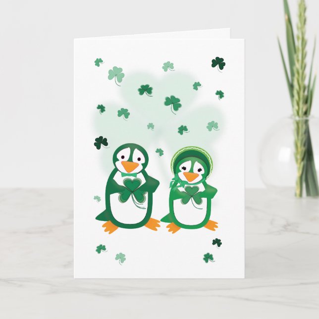 Penguinekort för St. Paddy's Day Kort (Framsida)