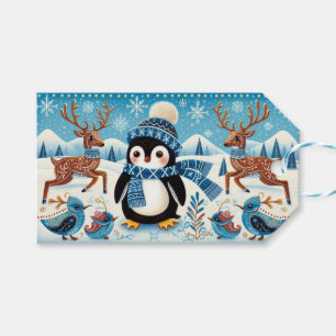 Penguiner, fåglar och renar presentetikett