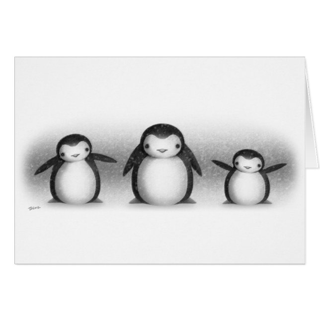 "Penguiner" Hälsningskort (Framsidan Horizontal)