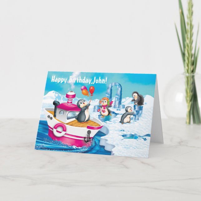 Penguiner i Antarctica Kort (Framsida)