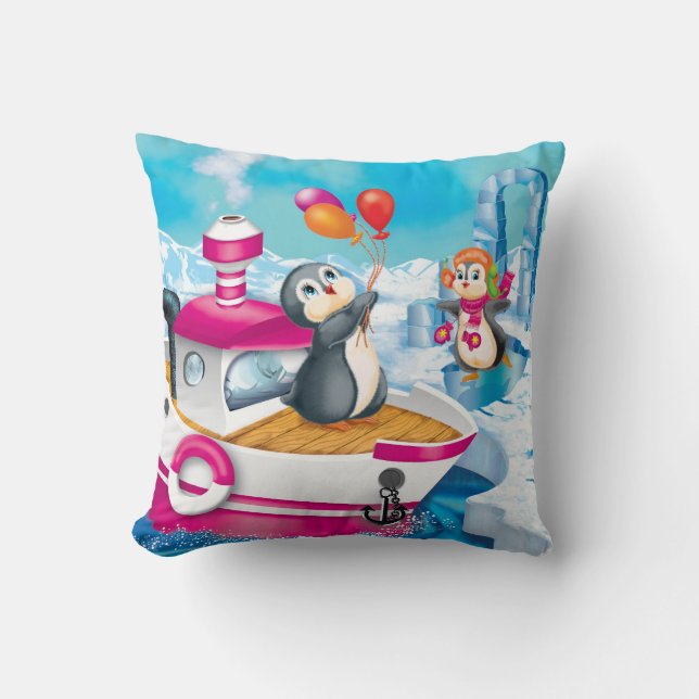 Penguiner i Antarctica Kudde (Framsida)