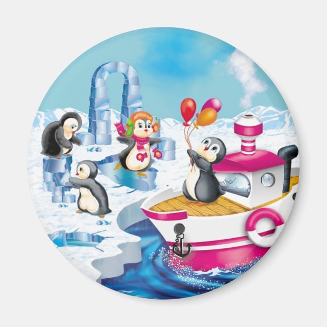 Penguiner i Antarctica Magnet (Framsidan)