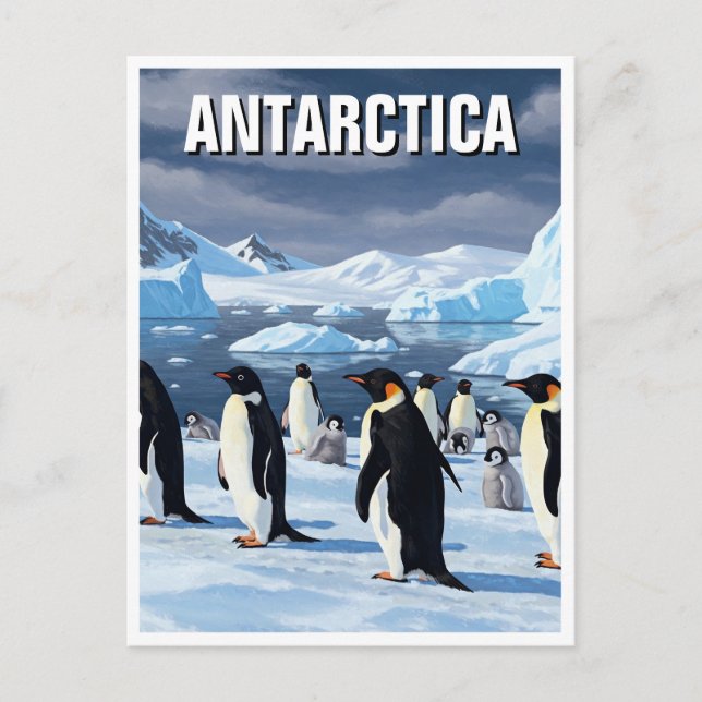 Penguiner i Antarctica Travel Vykort (Framsida)