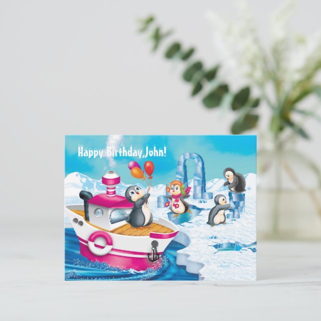 Penguiner i Antarctica Vykort (Stående Fram)