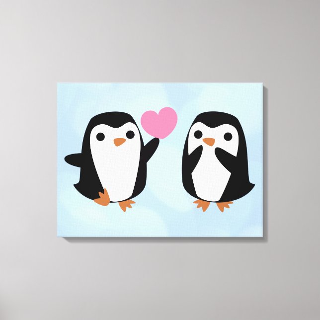 Penguiner i Kärlek Canvastryck (Framsida)