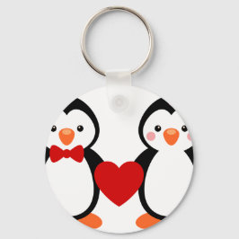 Penguiner i Kärlek Nyckelring