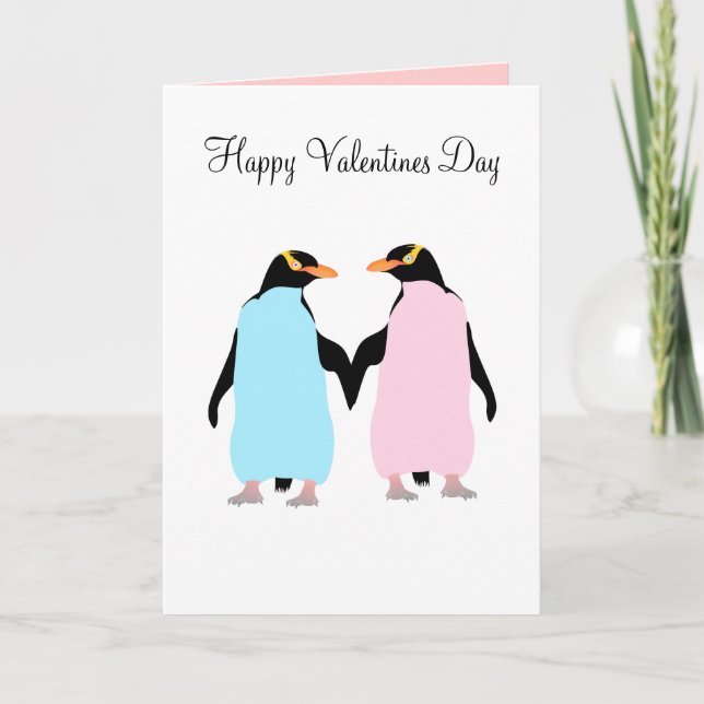 Penguiner, Love birds, Valentines day-kort Helgkort (Framsida)