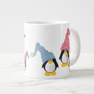 Penguiner med hattämnen jumbo mugg