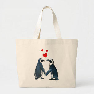 Penguiner med Kärlek Hearter Jumbo Tygkasse