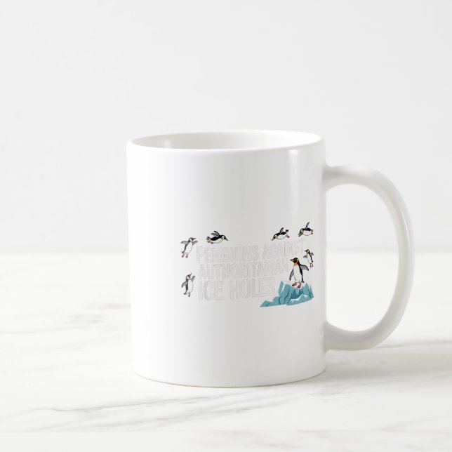 Penguiner mot auktoritärt Ice Hål Kaffemugg (Höger)