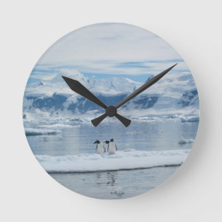 Penguiner på ett isberg rund klocka