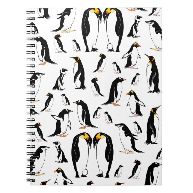 Penguiner, svart och vit mönster anteckningsbok (Framsidan)