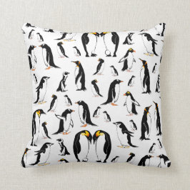Penguiner, svart och vit mönster kudde